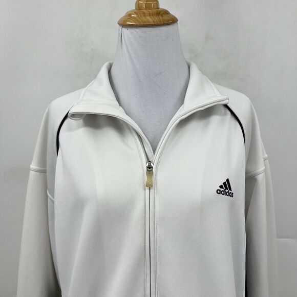 Adidas Clima365 Track Jacket Womens XL White Full Zip Stand Collar Raglan Sleeve - Picture 3 of 16